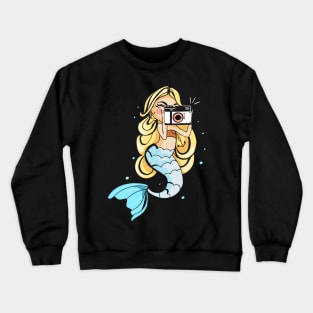 Cute Beautiful Mermaid Taking Photo Artwork Crewneck Sweatshirt